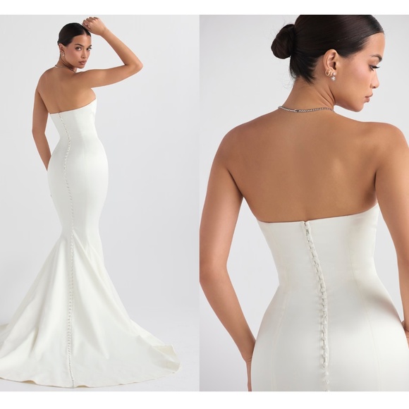 HOUSE OF CB 'Giselle' Ivory‎ Satin Strapless Bridal Gown NWOT size S - Picture 12 of 12